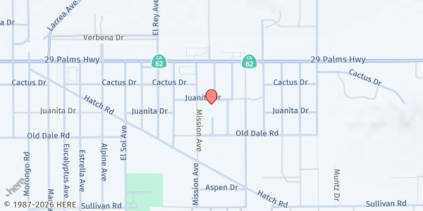 Map showing Food For Life Ministries - Church of the Nazarene at 72603 Juanita Drive, 29 Palms, CA