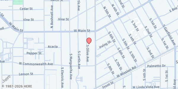 Map showing First Baptist Church of Alhambra at 101 S. Atlantic Blvd., Alhambra, CA