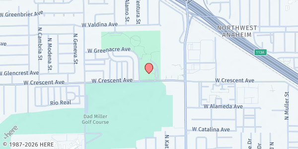 Map showing Dwelling Place Anaheim - Brookhurst Community Center (Mobile Pantry) at 2271 Crescent Avenue, Anaheim, CA