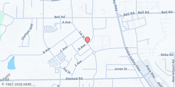 Map showing What Would Jesus Do (WWJD) - Auburn at D Avenue & 1st Street, Auburn, CA