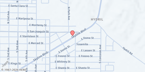 Map showing Iglesia Cristiana Siervos de Cristo Inc. - Pantry at 849 Skyline Blvd., Avenal, CA