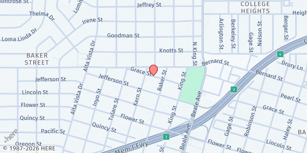 Map showing Apple Core Project - Bakersfield at 1616 Grace Street, Bakersfield, CA