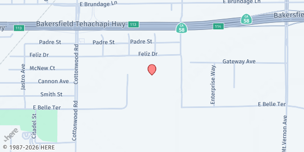Map showing CAPK Food Bank - Commodity at 520 S Washington St., Bakersfield, CA