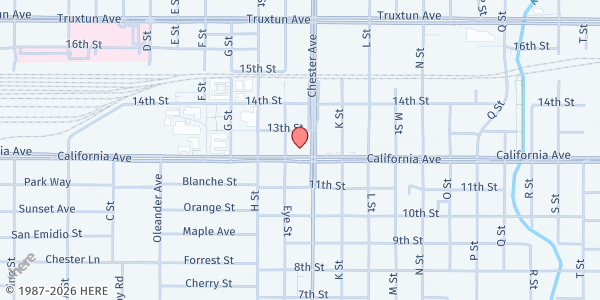 Map showing Hope Now Inc. at 1514 California Ave, Bakersfield, CA