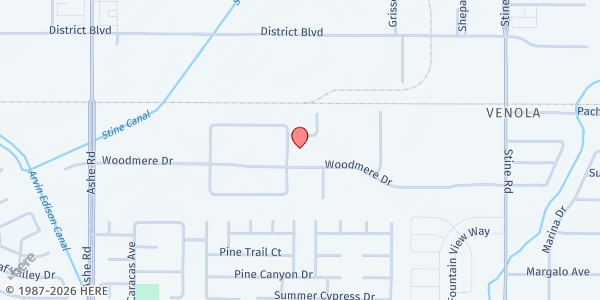 Map showing Iglesia de Dios Pentecostal at 5614 Woodmere Drive, Bakersfield, CA