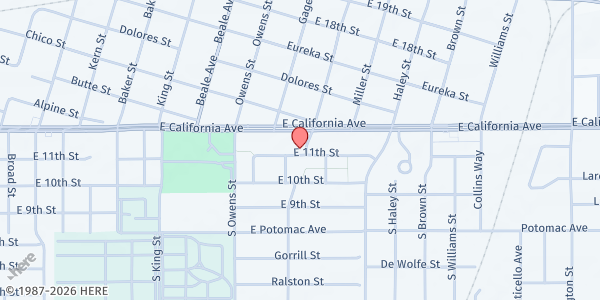 Map showing Mercy Outreach Center at 1102 South Robinson Street, Bakersfield, CA