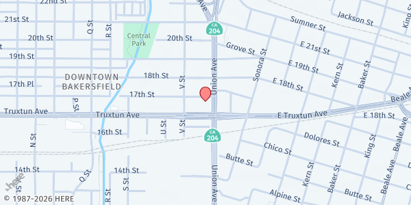 Map showing Stewards (Sister Josie Pantry) at 107 17th St, Bakersfield, CA