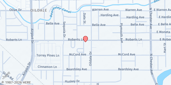 Map showing Sunshine Church of God at 515 Roberts Ln, Bakersfield, CA