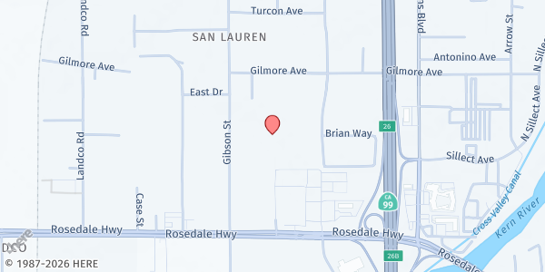 Map showing The Wounded Heroes Fund at 3121 Standard St., Bakersfield, CA