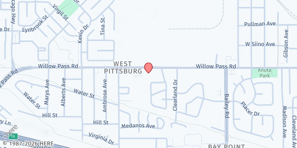 Map showing Ambrose Community Center at 3105 Willow Pass Rd, Bay Point, CA