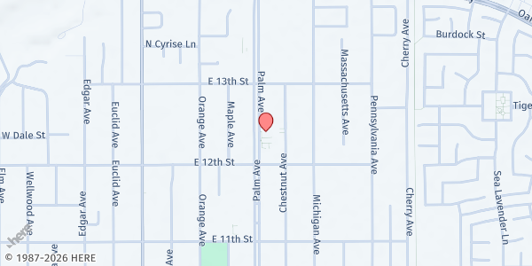 Map showing Carol's Kitchen - Beaumont (Palm Ave) at 1234 Palm Avenue, Beaumont, CA