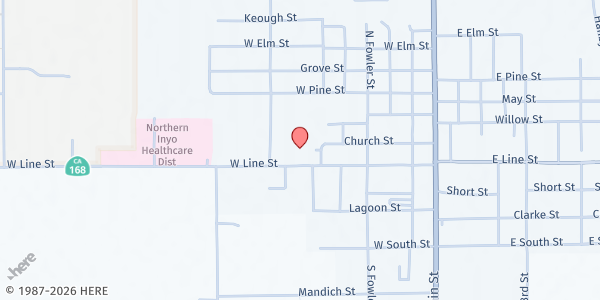 Map showing Timbisha Shoshone Tribe at 621 West Line St Suite 109, Bishop, CA