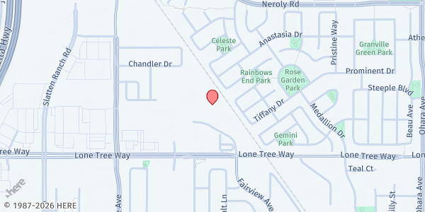 Map showing Power for Living Ministries at 6830 Lone Tree Way, Brentwood, CA