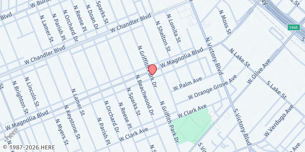 Map showing Daily Dreams ADHC - Burbank at 1320 W. Magnolia Blvd, Burbank, CA