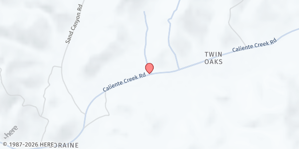 Map showing Twin Oaks Community Church-Commodity at 16115 Caliente Creek Rd., Caliente, CA