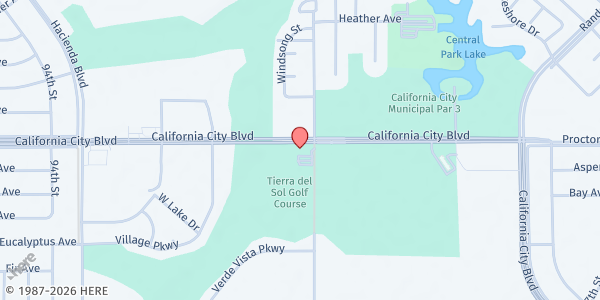 Map showing Our Lady of Lourdes Catholic Church at 9970 California City Blvd., California City, CA