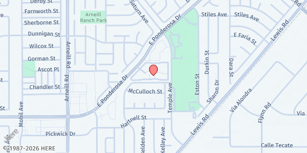 Map showing Senior Kit-Mira Vista Apartments at 2700 East Ponderosa Drive, Camarillo, CA