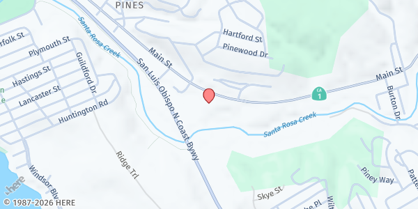 Map showing Santa Rosa Church at 1174 Main St., Cambria, CA