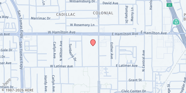 Map showing Campbell United Methodist Church at 1675 Winchester Blvd., Campbell, CA