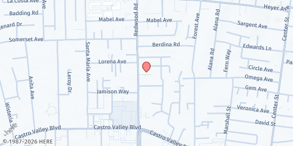 Map showing Faith Lutheran Church of Castro Valley at 20080 Redwood Rd., Castro Valley, CA