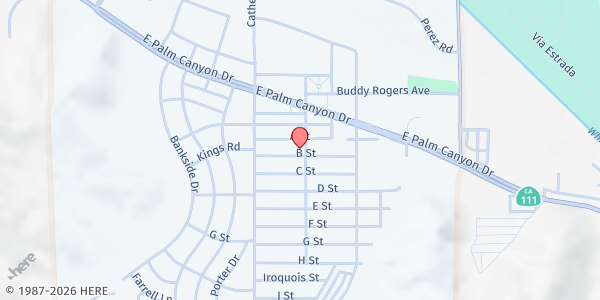 Map showing Cathedral City Senior Center at 37171 W. Buddy Rogers Rd, Cathedral City, CA