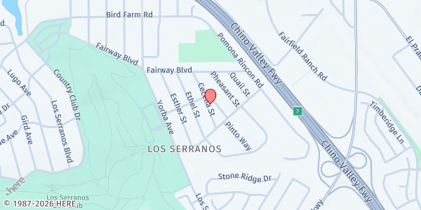 Map showing Chino Hills Community Foursquare Church at 15558 Avery Street, Chino Hills, CA
