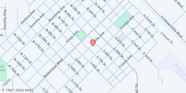 Map showing Iglesia Cristiana Emmanuel at 607 Trinity Ave., Chowchilla, CA