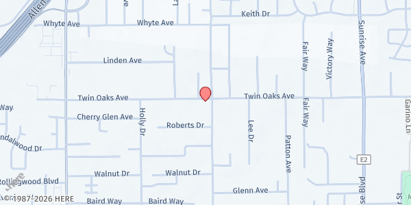 Map showing Twin Oaks Baptist Church - Food Distribution Center at 7690 Twin Oaks Ave, Citrus Heights, CA