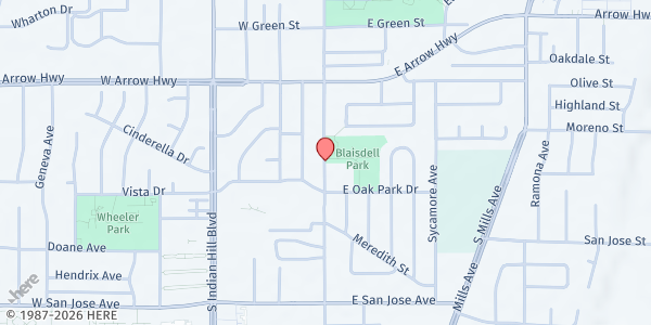 Map showing Blaisdelle Community Center at 440 South College Ave, Claremont, CA