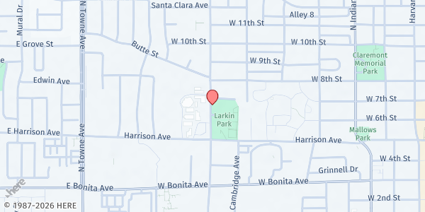 Map showing Jocelyn Center at 660 N. Mountain Ave., Claremont, CA