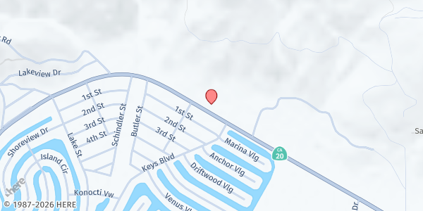 Map showing Lake County Helping Hand Clearlake Oaks at 13300 CA-20, Clearlake Oaks, CA