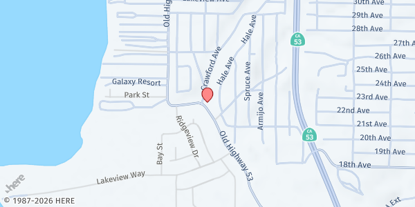 Map showing Clear Lake Gleaners - Crossroads Church at 6039 Crawford Ave, Clearlake, CA