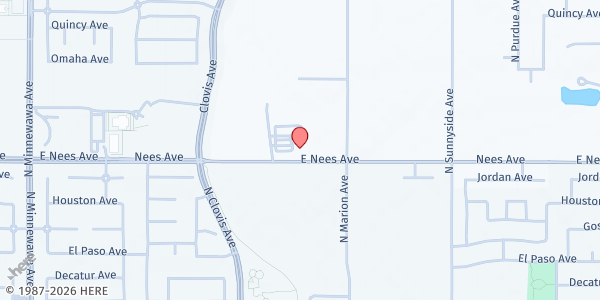 Map showing New Hope Church at 4620 E. Nees Ave., Clovis, CA
