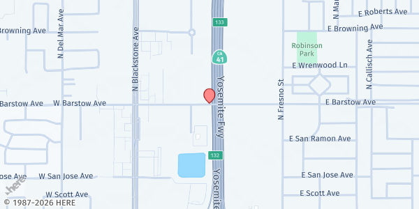 Map showing Salvation Army - Clovis at 210 E Barstow Ave, Clovis, CA