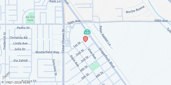 Map showing F.I.S.H. at 1612 1st St., Coachella, CA