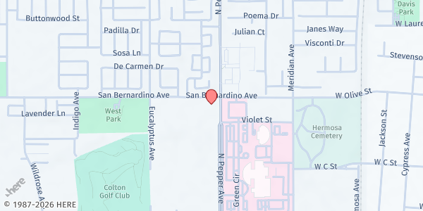 Map showing Center for Employment Training - Colton at 1099 Pepper Avenue, Colton, CA