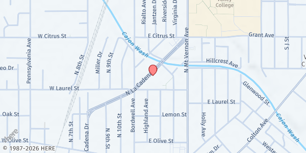 Map showing Women of Worship and Warfare at 1380 N La Cadena Dr, Colton, CA