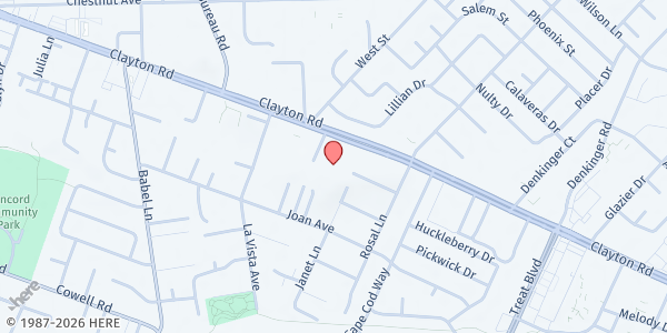 Map showing Good Shephard Lutheran Church at 4000 Clayton Rd., Concord, CA