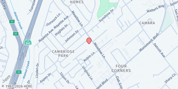 Map showing Refuge Food Pantry at 1187 Meadow Ln, Concord, CA