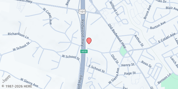 Map showing St. Joseph Church at 150 St. Joseph Way, Cotati, CA