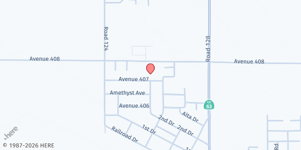 Map showing Open Gate Ministries Cutler at 12588 Ave. 407, Cutler, CA
