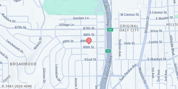 Map showing Daly City Partnership at 350 90th Street, 1st Floor, Daly City, CA