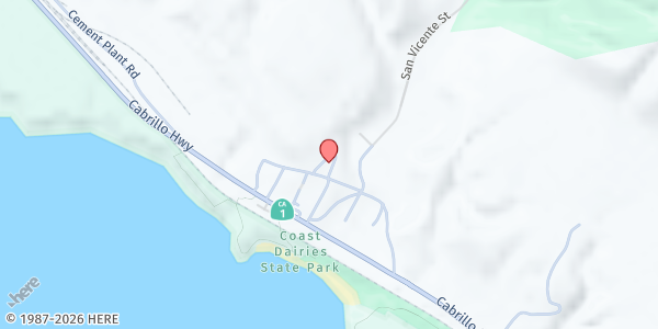 Map showing Davenport Resource Service Center at 150 Church St., Davenport, CA