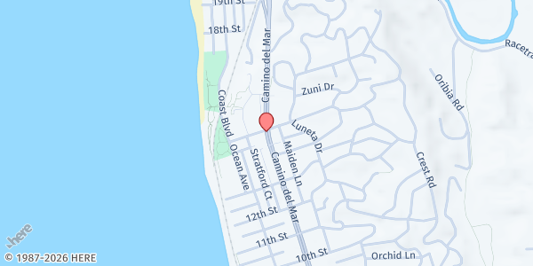 Map showing St. Peter's Episcopal Church at 334 114th Street, Del Mar, CA