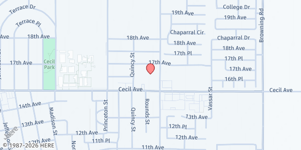 Map showing Olson Rotary Village at 1635 Randolph St., Delano, CA