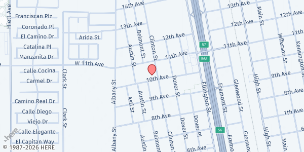 Map showing Our Lady of Guadalupe Delano at 1015 Clinton St., Delano, CA