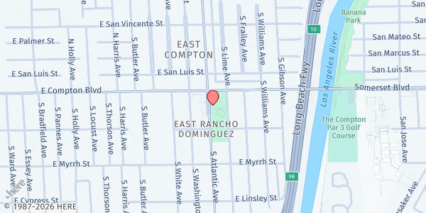 Map showing East Rancho Dominguez Service Center at 15116 S. Atlantic Ave., East Compton, CA