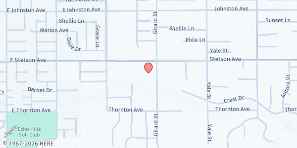 Map showing SDA Hemet Church at 27025 Girard Street, East Hemet, CA