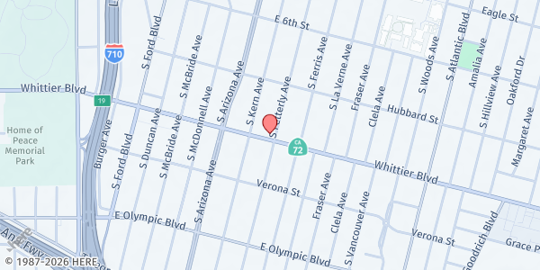 Map showing D.E.S.I. Extra Helpings Food Pantry at 646 South Atlantic Blvd., East Los Angeles, CA