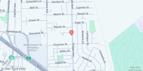 Map showing Boys & Girls of the Pen - EPA at 2031 Pulgas Ave, East Palo Alto, CA
